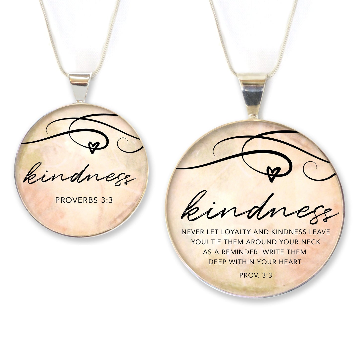 Kindness – Proverbs 3:3 Scripture Silver-Plated Pendant Necklace (2