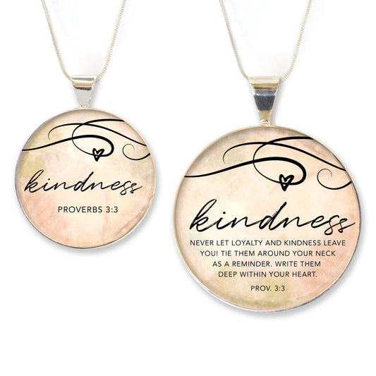 Kindness – Proverbs 3:3 Scripture Silver-Plated Pendant Necklace (2