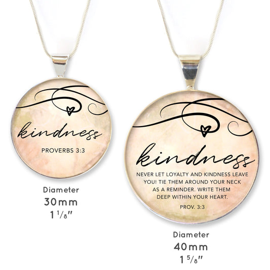 Kindness – Proverbs 3:3 Scripture Silver-Plated Pendant Necklace (2
