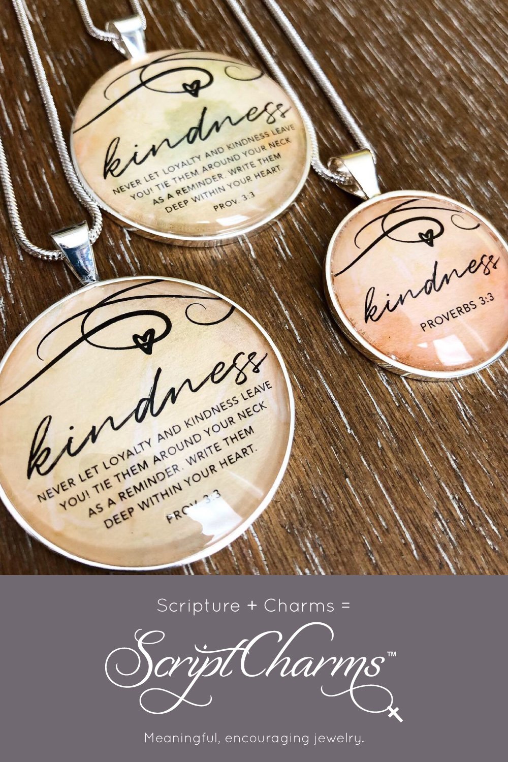 Kindness – Proverbs 3:3 Scripture Silver-Plated Pendant Necklace (2