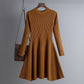 Simple Basic Autumn Winter A-line Thick Sweater Dress Women Elegant