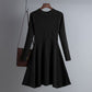 Simple Basic Autumn Winter A-line Thick Sweater Dress Women Elegant