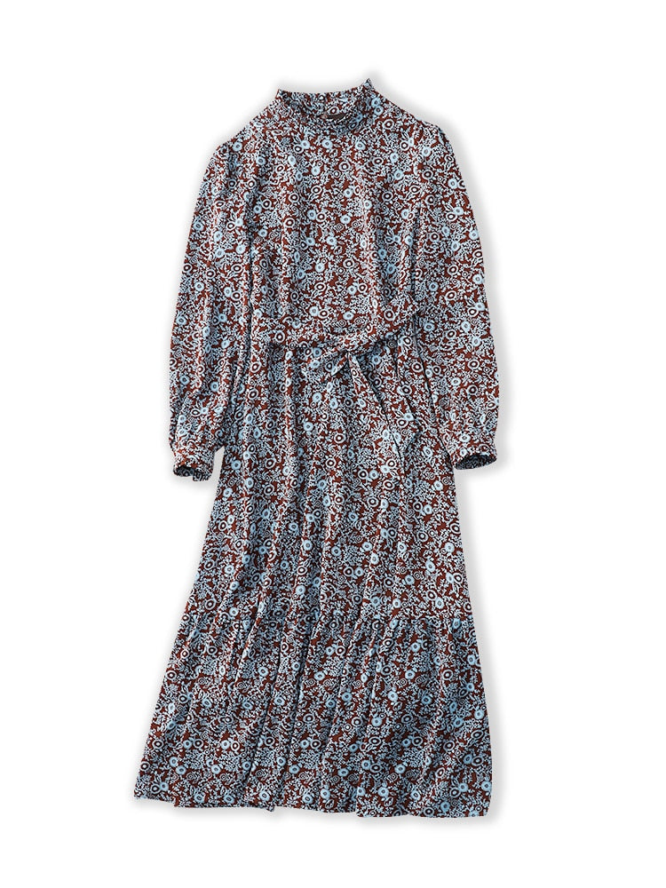 Vimly Long Sleeve Floral Dress Women 2021 Autumn Elegant Vintage