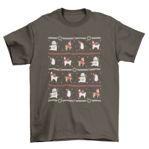 Animals in winter clothes t-shirt design