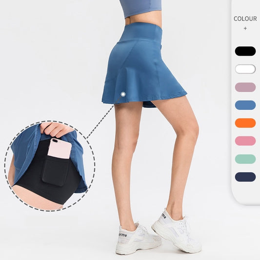 Women Tennis Skirts Quick Dry Loose Skorts Fake Two Pieces Ladies