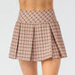 Women's Plaid Sports Short Pleated Skirt Outdoor Running Dance Yoga