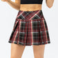 Women's Plaid Sports Short Pleated Skirt Outdoor Running Dance Yoga