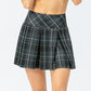 Women's Plaid Sports Short Pleated Skirt Outdoor Running Dance Yoga