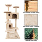 52" Solid Cute Sisal Rope Plush Cat Climb Tree Cat Tower Beige