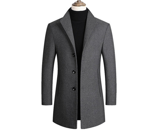 High Quality Men Coats Autumn Winter Solid Color Men's Wool Jacket