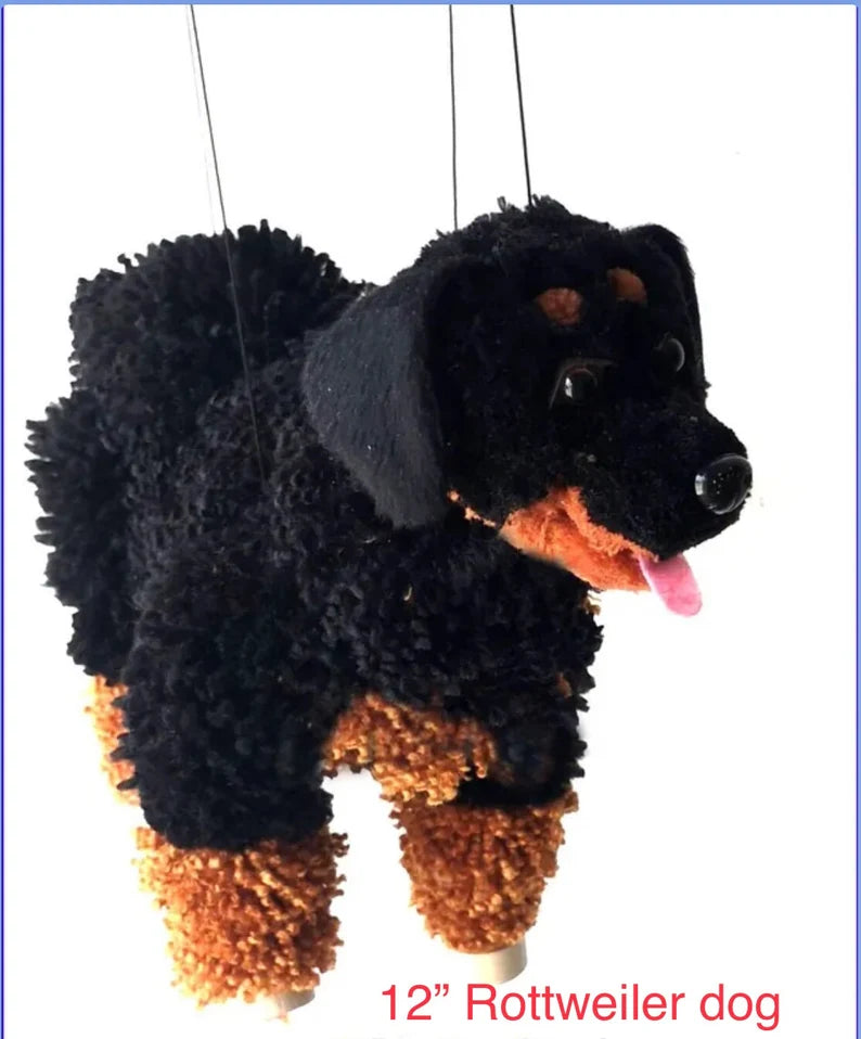 12” Large Rottweiler Dog 4-legged puppet marionette