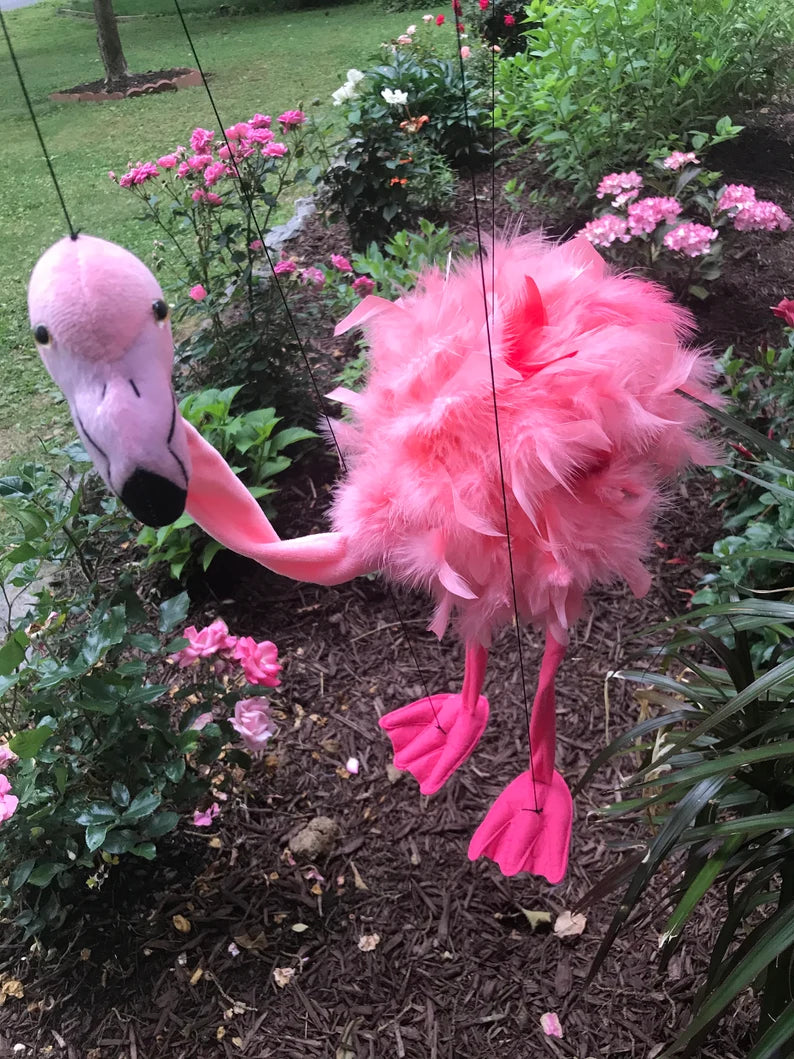 20” Feather flamingo puppet marionette