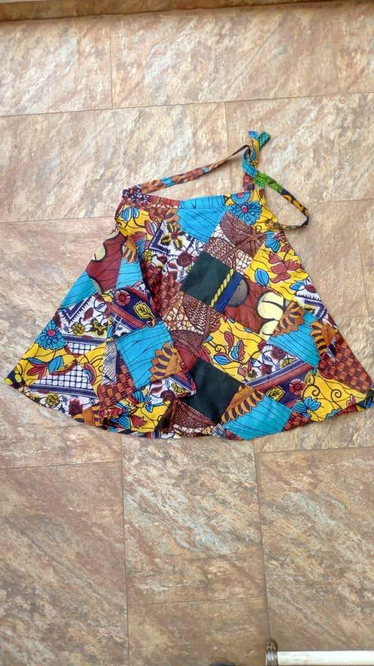 African Vintage kitenge wrap mini skirt
