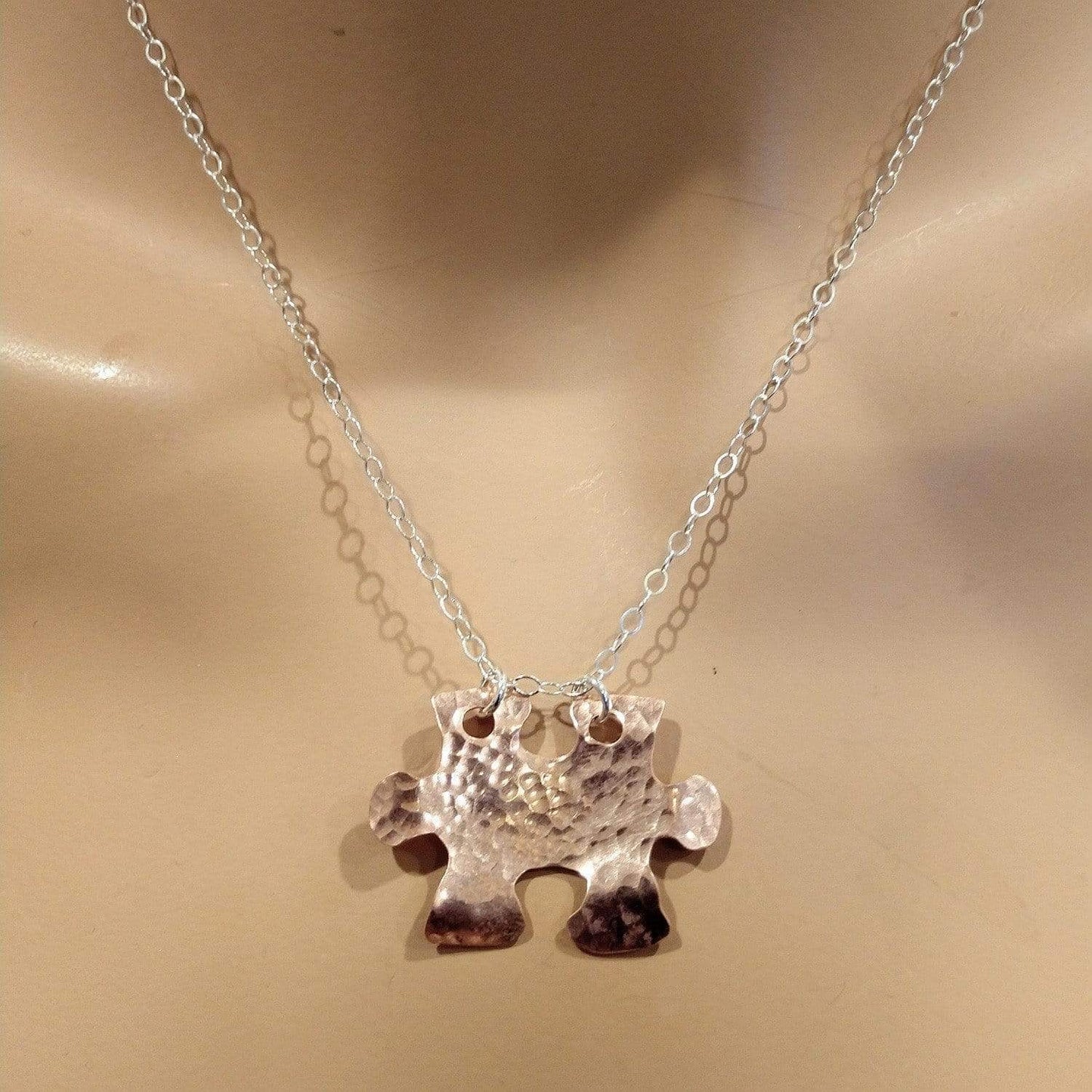 Handcrafted Autism Awareness Copper Puzzle Piece Necklace