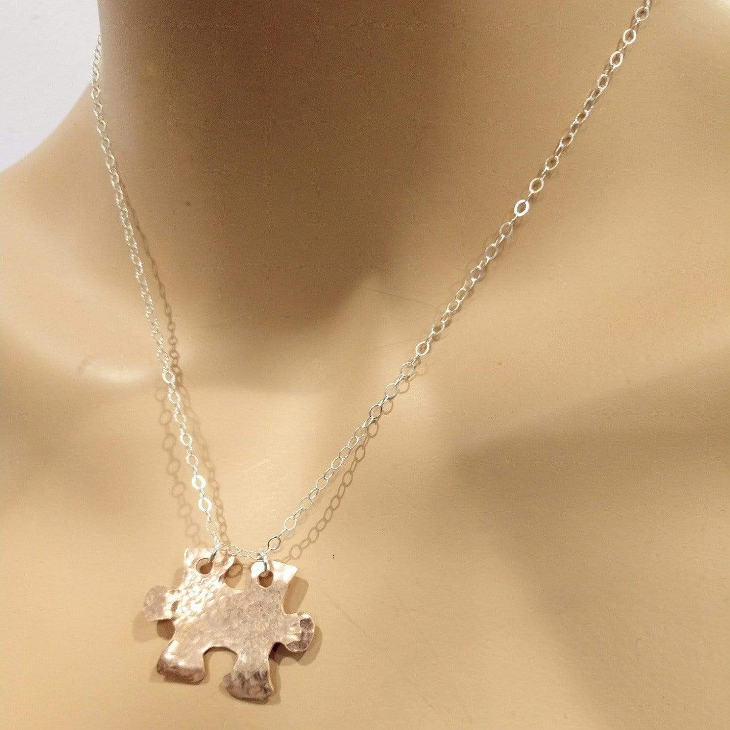 Handcrafted Autism Awareness Copper Puzzle Piece Necklace