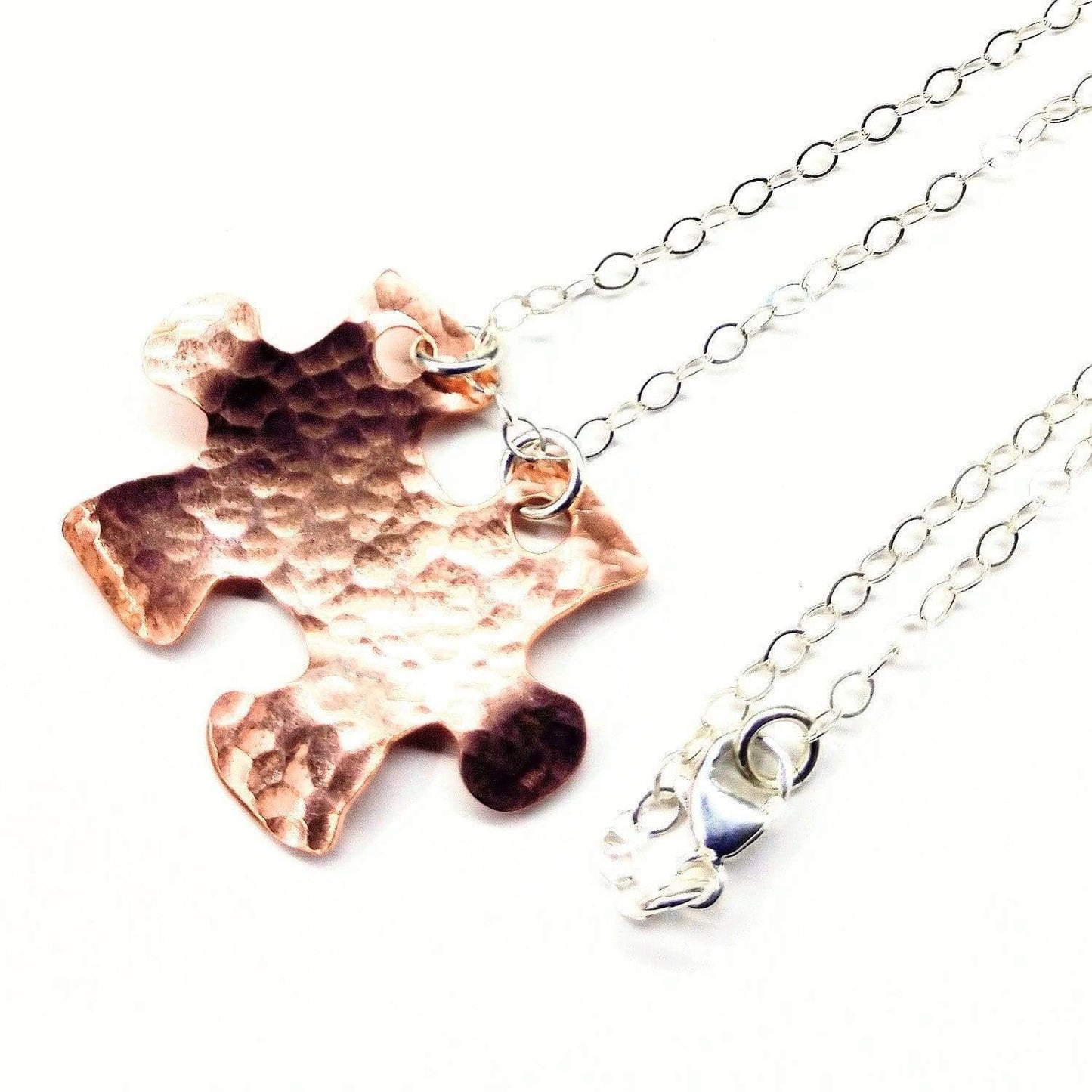 Handcrafted Autism Awareness Copper Puzzle Piece Necklace