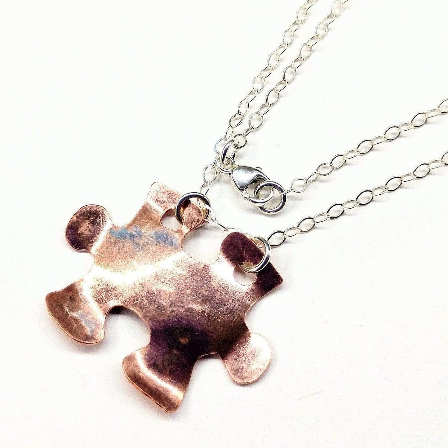 Handcrafted Autism Awareness Copper Puzzle Piece Necklace